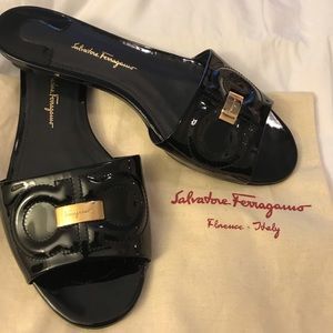 Salvatore Ferragamo black slides